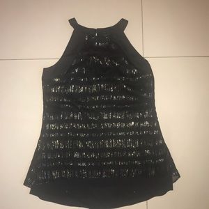 White House Black Market Silk Black Blouse